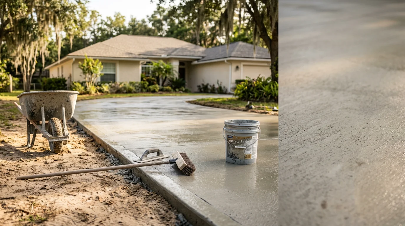 Freshly poured concrete driveway in Mandarin, Florida